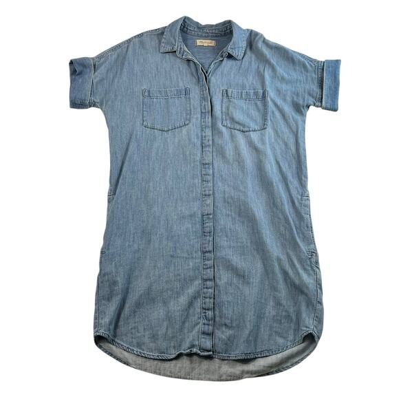 MADEWELL Sz S Courier Denim Dress Shirtdress Lauryn Wash Blue Relaxed Fit Casual - Picture 3 of 16